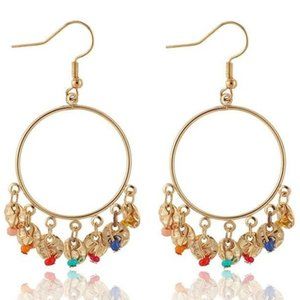 Gold hoop drop bangle earrings